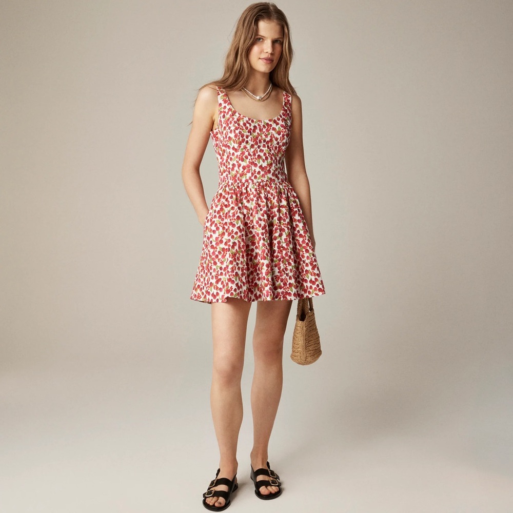 J. Crew Fit and Flare Dress sz 6 - Raspberry Print NWT
